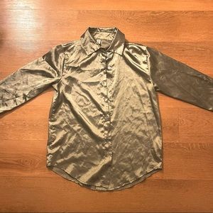 Shiny Green long sleeve shirt Size S